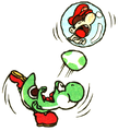 Yoshi throwing an egg