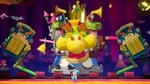Blue Yoshi fighting The Great King Bowser.