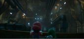 Mario and Luigi stumbling upon a network of pipes in the Brooklyn sewers