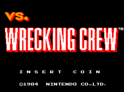 The title screen of VS. Wrecking Crew.