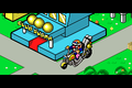 Wario arriving at Club Sugar via his motorcycle