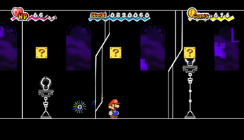 First three ? Blocks in Castle Bleck Inner Sanctum of Super Paper Mario.