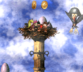The Kongs can find two Banana Coins above the nest