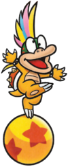 Artwork of Lemmy Koopa from a Nintendo coloring book. The coloring book was included in the July 2015 edition of Japan's TV Video Game Magazine to commemorate the 30th anniversary of Super Mario Bros.