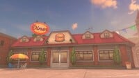 Fire Flower Diner building in Mario Kart World