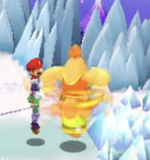 The Mario Bros. using Spin Jump to allow the Massif Bros. to use Spin Jump Mario and Luigi: Dream Team