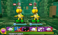 Screenshot of World 1-Tower, from Puzzle & Dragons: Super Mario Bros. Edition.