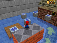 Arrow Lifts as they appear in Super Mario 64 (left) and Super Mario 64 DS (right)
