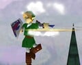 Link uses his Spin Attack move in Super Smash Bros.