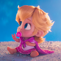 A screenshot of Baby Peach in The Super Mario Galaxy Movie