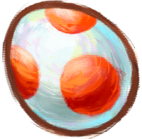 Artwork of a Red Egg, from Yoshi's New Island.