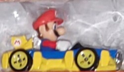 Hot Wheels die-cast of Mario in the Mach 8 with the Standard tires.