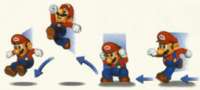 Artwork of Mario performing a Long Jump from Super Mario 64.