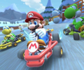 The icon of the Yoshi Cup challenge from the Exploration Tour in Mario Kart Tour.