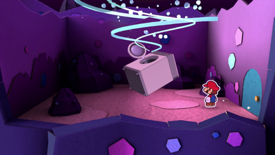 The Vortex Island laundry room in the British English version of Paper Mario: Color Splash
