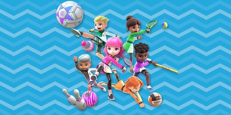 Artwork of Sportsmates from Nintendo Switch Sports, shown alongside the third question of Nintendo Switch System Games Online Quiz
