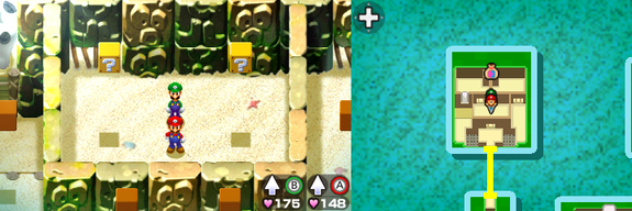 Blocks 33 and 34 in Plack Beach of Mario & Luigi: Bowser's Inside Story + Bowser Jr.'s Journey.