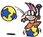 Lemmy Koopa tossing a magical ball in Super Mario Bros. 3
