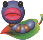 Artwork of an Ick Worm from Yoshi's Story