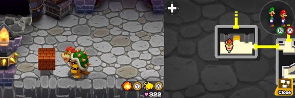 Sixth block in Bowser's Castle of Mario & Luigi: Bowser's Inside Story + Bowser Jr.'s Journey.