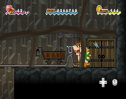 Bowser using Fleep to uncover the Hornfels & Monzo Super Card in Floro Caverns of Chapter 5-3 of Super Paper Mario.