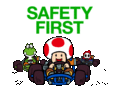 Toad, Shy Guy, and Yoshi being safe.