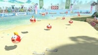 A shoal of onshore Cheep Cheep seen in Mario Kart World