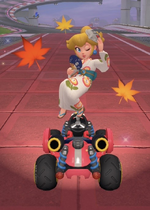 Peach (Yukata) performing a trick.