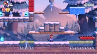 Screenshot of Slippery Summit level 6-3 from the Nintendo Switch version of Mario vs. Donkey Kong