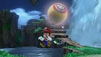 Mario in the Cascade Kingdom going off to hide a balloon.