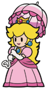 Peach with umbrella sprite from Paper Mario: Color Splash