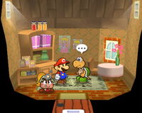 A Koopa Troopa in the easternmost house of the west scene of Petalburg.
