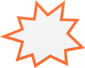 Orange-outline burst item sticker