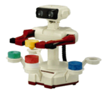 A Sticker of R.O.B. and his Stack-Up blocks in Super Smash Bros. Brawl.