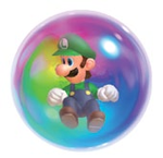 Artwork of Luigi in a Bubble in New Super Mario Bros. U