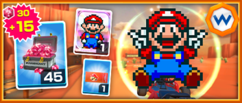 The Team Wario Mario (SNES) Pack from the Wario vs. Waluigi Tour in Mario Kart Tour