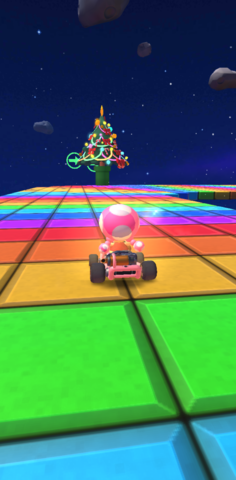RMX Rainbow Road 1: At a curve near the gliding section that runs north-south