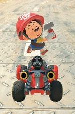 Baby Mario (Work Crew) performing a trick.