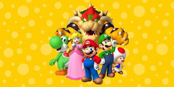 Banner for a set of spring-themed E-cards featuring Mario characters