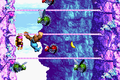 The Kongs on a tightrope between several Buzzes in the Game Boy Advance remake