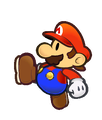 A unused kicking animation for Mario. In the final game, characters generally retain their walking animation when kicking Koopa Shells.