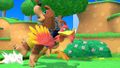 Kazooie carrying Banjo with the Talon Trot to run faster