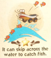 "It can skip across the water to catch fish." discovery from Snurfboard Habitat in Yoshi and the Mysterious Book