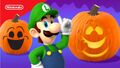 Thumbnail of a Play Nintendo video on YouTube showing how to carve a pumpkin using said Polterpup stencil