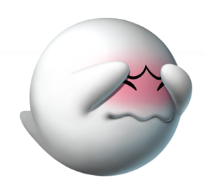 A Boo being shy. It is unknown whether this artwork was released with a specific game or not.