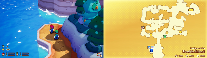 Fourth hidden block in Rumbla Island from Mario & Luigi: Brothership.