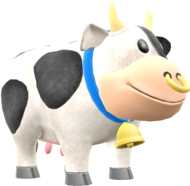 Rendered model of the black-and-white Moo Moo obstacle in Mario Kart 8.