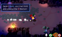 Screenshot of the Dash technique in Mario & Luigi: Superstar Saga + Bowser's Minions