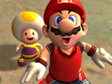 Mario and a Toad from Wario's team witness something coming down