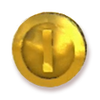 The front of a Coin from Paper Mario: Color Splash.